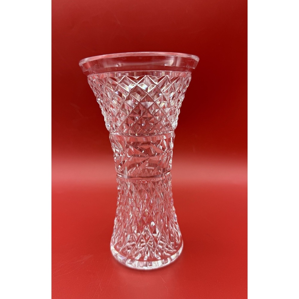 Signed Waterford Crystal Cut Vase Glandire 6" 1976 Shelf Mantle Corset Bud Rose